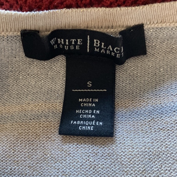 White House Black Market striped dolman sweater with sparkly thread throughout - Picture 4 of 5